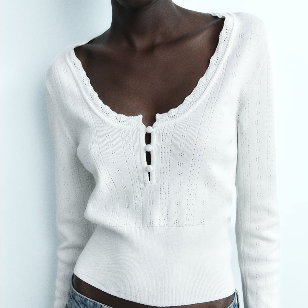 Zara pointelle knit sweater